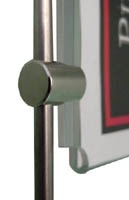 detail of clamp-on poster holder with bar clamp